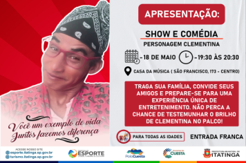 APRESENTAÇÃO: SHOW E COMÉDIA DA PERSONAGEM CLEMENTINA!