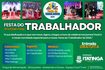VEM AÍ A FESTA DO TRABALHADOR DE ITATINGA 2026